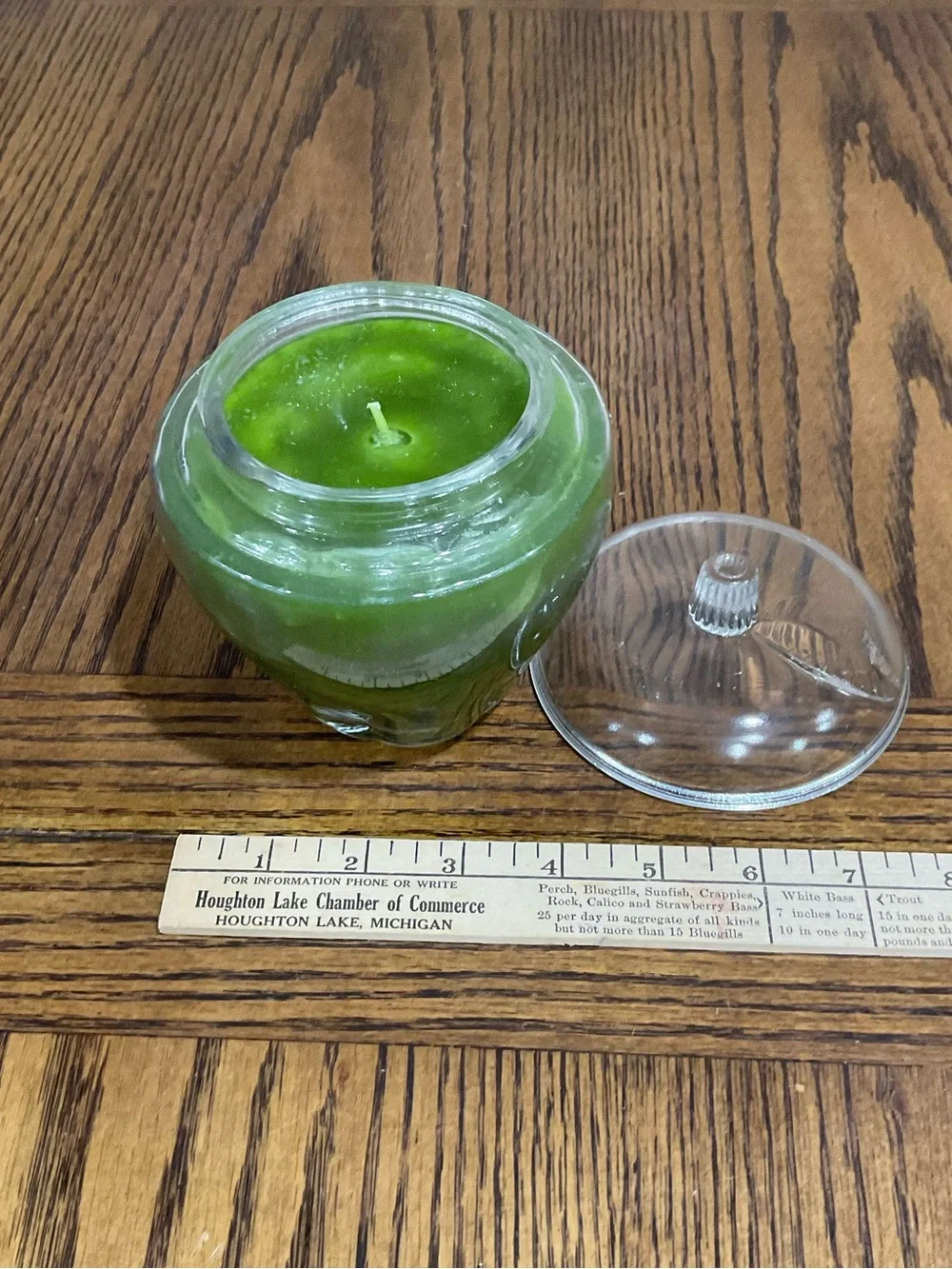 Green Glass Apple Candle Jar with Clear Lid - lovely fragrance